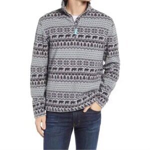 Chubbies 1/4 Zip Pullover Bear Hug Fleece Long Sleeve Gray Mens Size Large